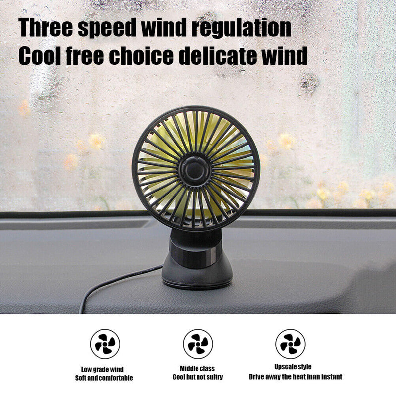 F402 Car Truck Fan with Suction Cup USB Powered 3-Speed Dashboard Desk Fan