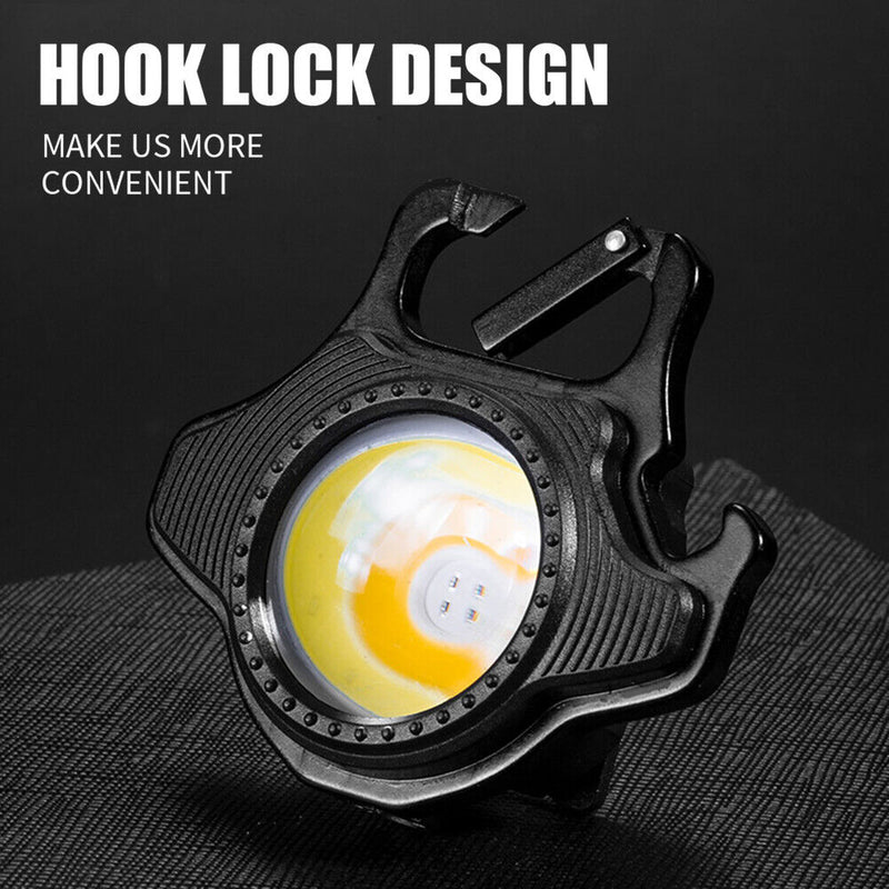 Mini LED Flashlight Keychain Rechargeable Can Opener Camping Work Light (A)