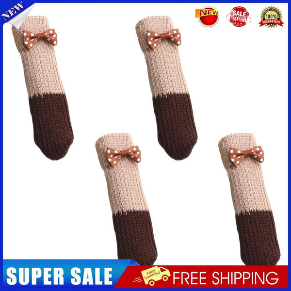 4pcs Cute Table Chair Leg Cover Foot Sock Floor Protectors (Beige+Brown)