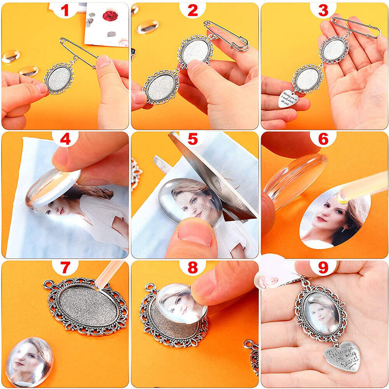 Wedding Bouquet Photo Memorial Charm Pin Brooch Pendant for Graduation Holi