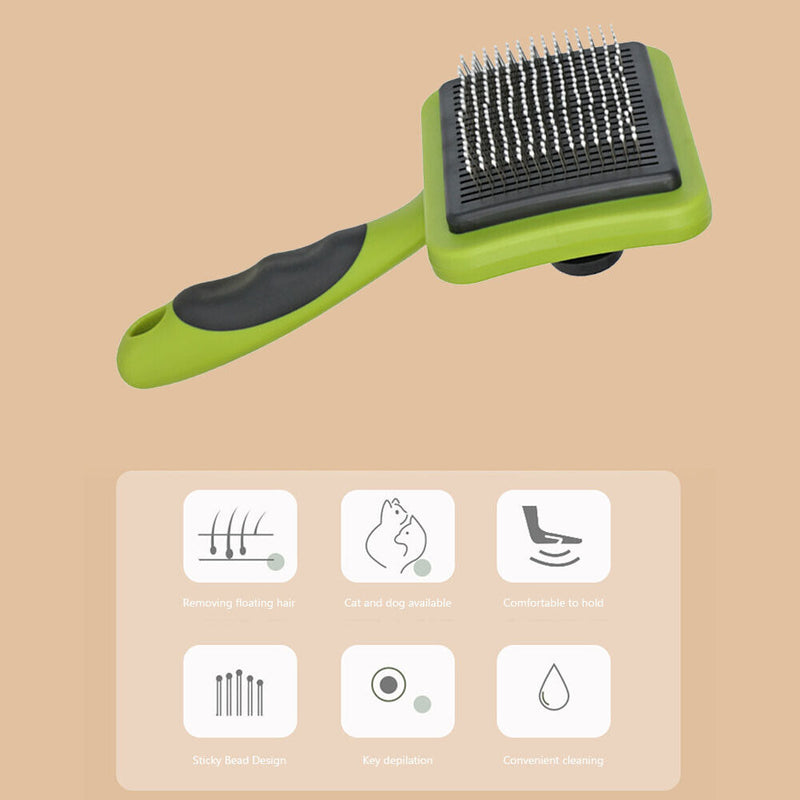 Pet Needle Comb Steel Pet Loose Hair Remover Brush Auto Epilation (Green) Newly