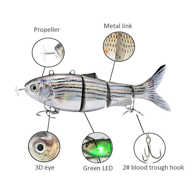 Rechargeable Robotic Swimming Fishing Lure Electric Wobbler Bait (T-620) Newly