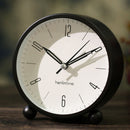 4 inch Round Desktop Clock Silent Mute Luminous Alarm Clock Fashion (Black)