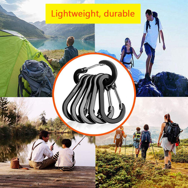 #A 6pcs Carabiner Clips Outdoor Camping Aluminum Hanging Mountaineering Buckle