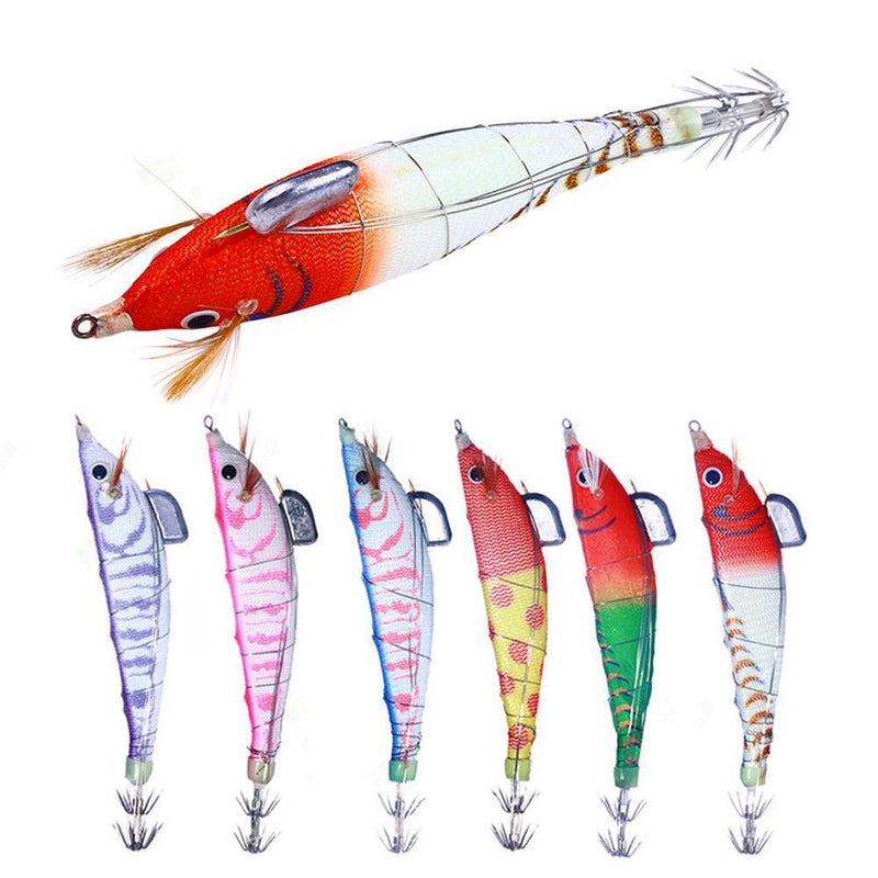 Luminous Wood Shrimp Fishing Lures 12cm 14.3g Artificial Bait (Red White)