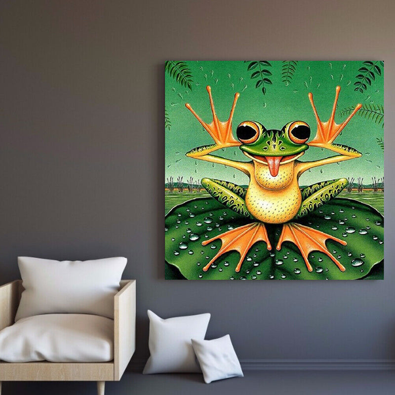 Full Drill Diamond Painting DIY Happy Frog Rhinestone Picture for Wall Decor
