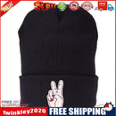 Harajuku Fashion Unisex Beanies Embroidery V Sign Ski Knitting Cap(Black)