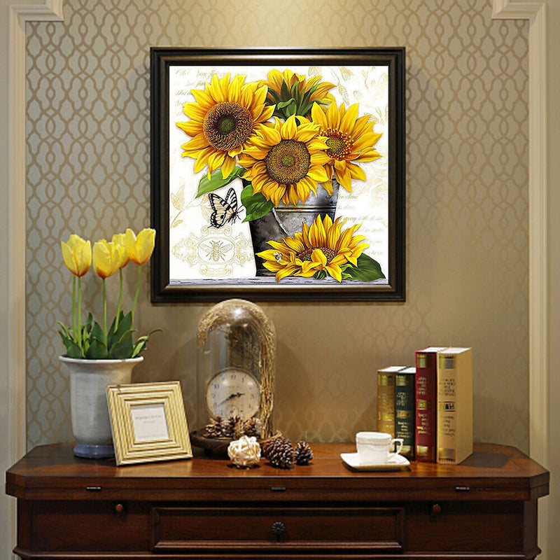 5D DIY Diamond Painting Kits Full Round Drill Sunflower Bouquet Mosaic