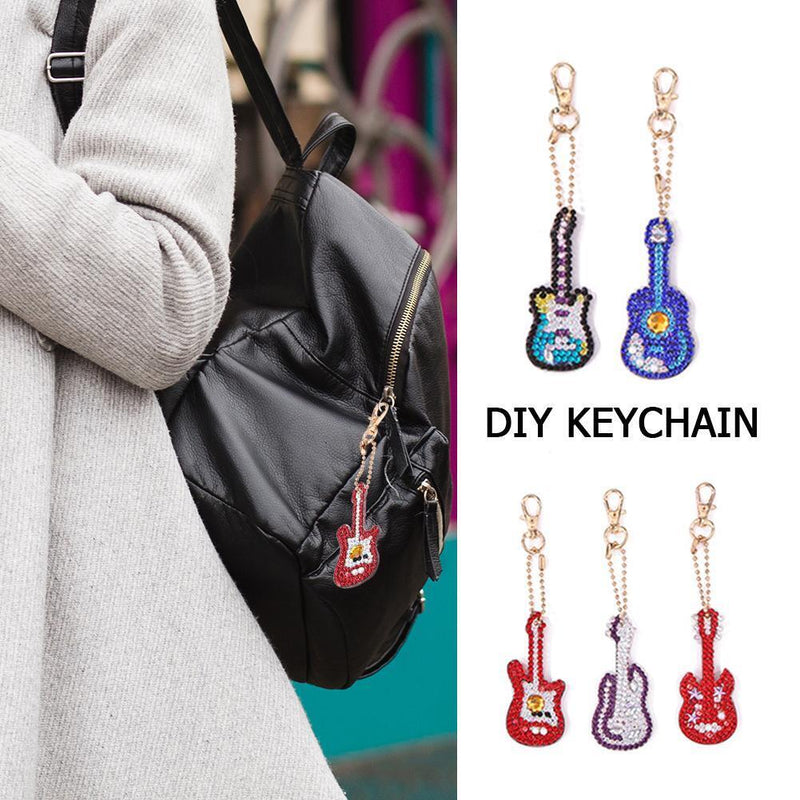 5pcs DIY Violin Full Drill Special Shaped Diamond Painting Keychains Gifts Newly