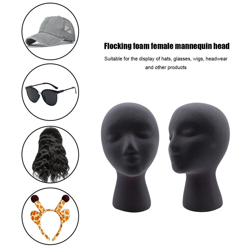 Female Styling EPS Flocking Head Mold Wig Glasses Holder Stand Rack (Grey) Newly