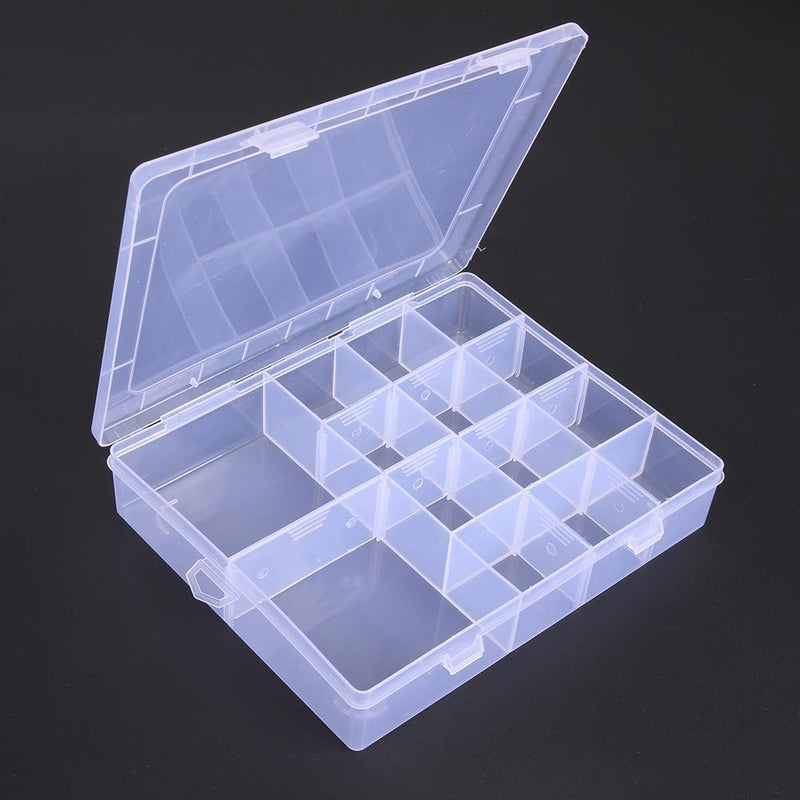 14 Compartment Transparent Plastic Jewelry Box Earrings Rings Beads Pills Storag