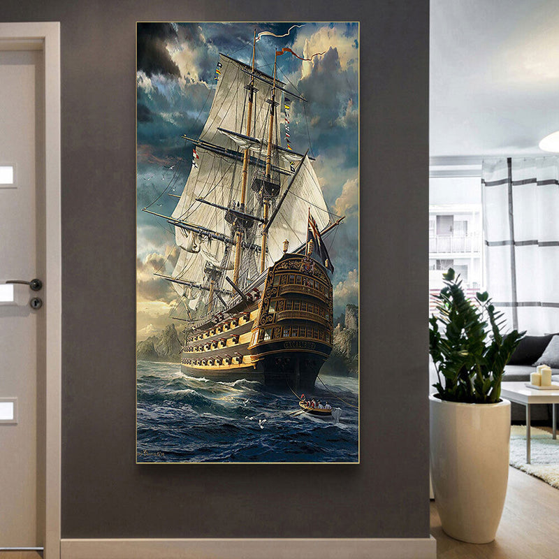 Sailboat Oil Paint By Numbers Kits Canvas Picture Wall Art DIY Craft Coloring