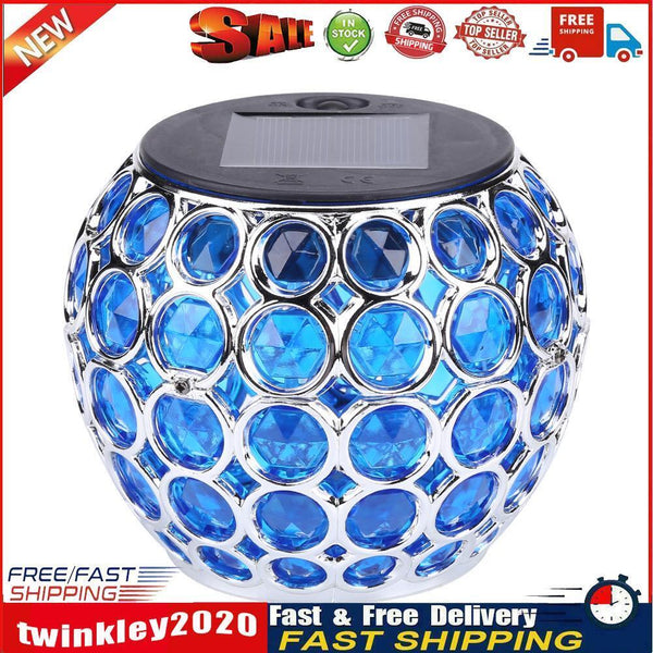 Solar LED Hollow Hanging Ball Light Outdoor Waterproof Garden Lamp (Blue) Newly