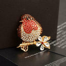 Christmas Bird Brooch Badge Pin Rhinestone Enamel Brooch Gifts M2P9