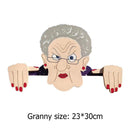 Garden Illustration Fence Decoration Wood Old Man/Lady Yard Art Sign (B) Newly