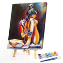 Hand Painted Oil Paint by Numbers DIY Abstract Girl Drawing Wall Decoration Gift