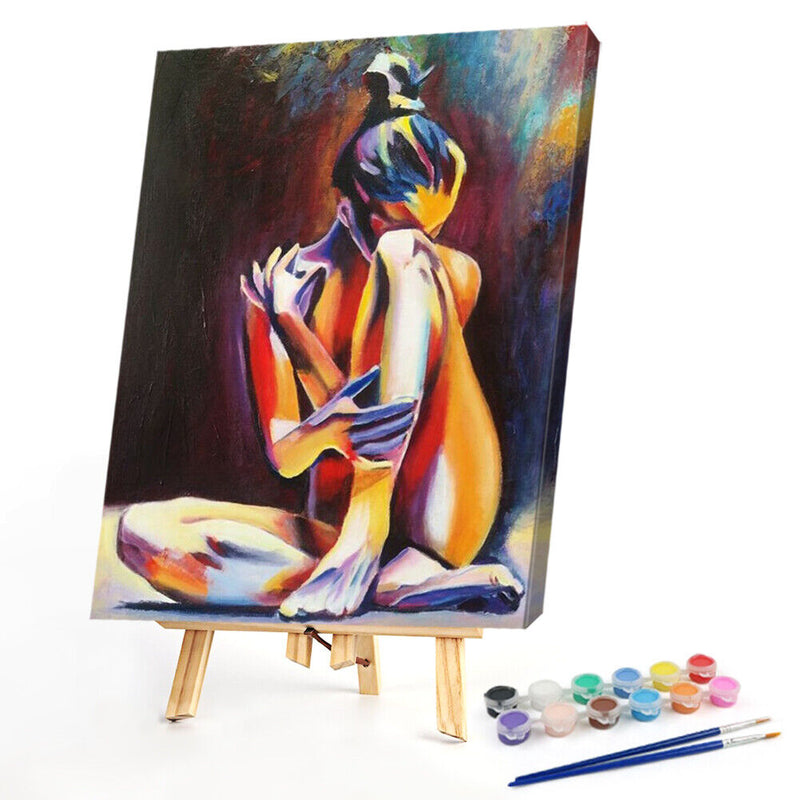 Hand Painted Oil Paint by Numbers DIY Abstract Girl Drawing Wall Decoration Gift