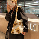 Female Fluffy Fashion Hit Color Shoulder Bag Large Capacity Phone Crossbody Bag