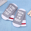 Funny Humor Words Printed Socks Cotton Casual Socks Unisex Socks (Gray)