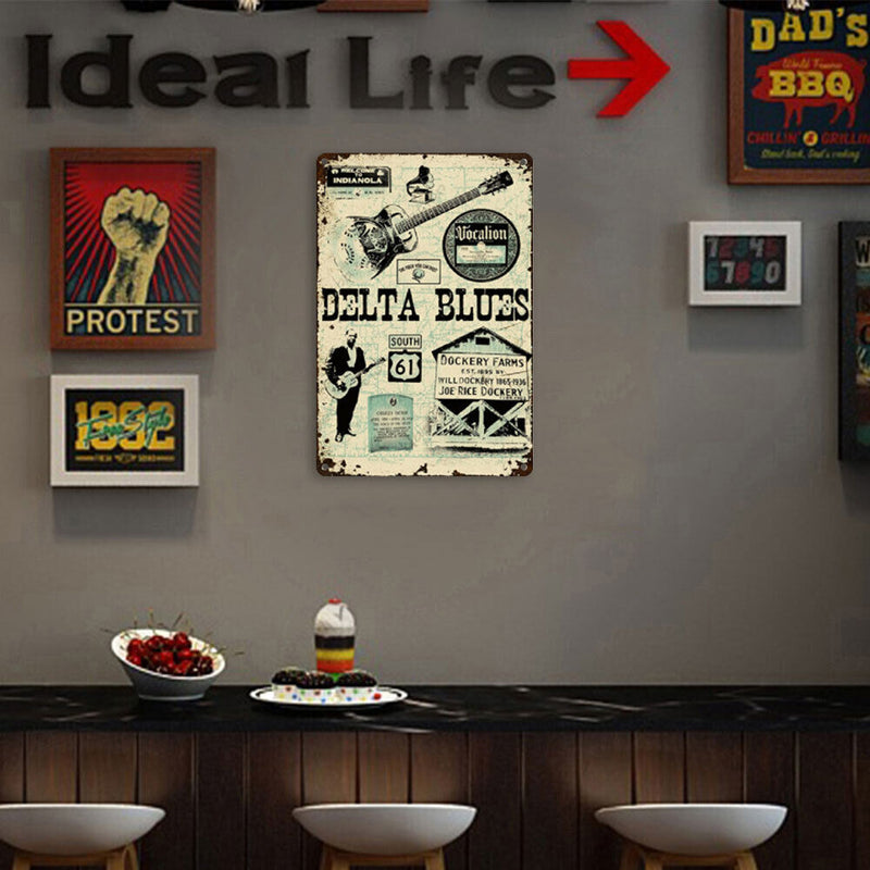 Delta Blues Poster Plate Metal Tin Sign Plaque for Bar Pub Club Wall Home D
