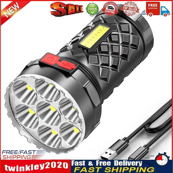 7COB+LED 400LM Portable Flashlight USB Rechargeable Camping Hiking Torch Newly