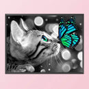11CT Full Cross Stitch Cat Kiss Butterfly Stamped DIY Kits Handmade Embroidery