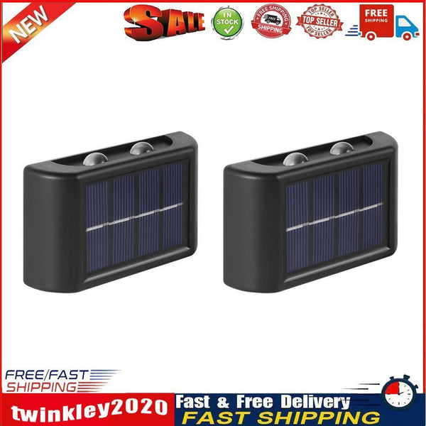 2x Solar Wall Lamp Outdoor Balcony Fence Path Garden Decor (Warm 4LED) Newly