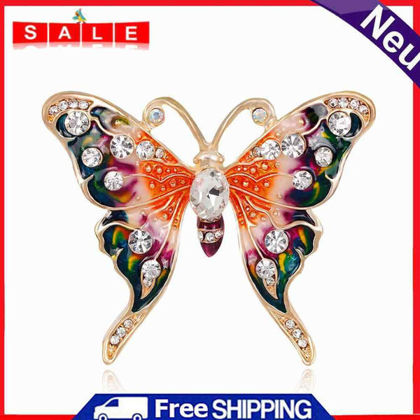 Colorful Butterfly Brooches Rhinestone Pins Men Women Enamel Lapel Badge Jewelry