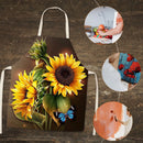 Sunflower Printed Linen Apron Waterproof Kitchen Cooking Bib (82x68cm)