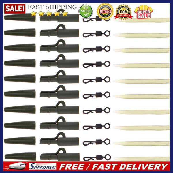 40pc Fishing Tackle carp lead clips Quick Change swivels Anti Sleeve