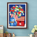 Diamond Painting Kit National Flag Bouquet Full Round Rhinestone Wall