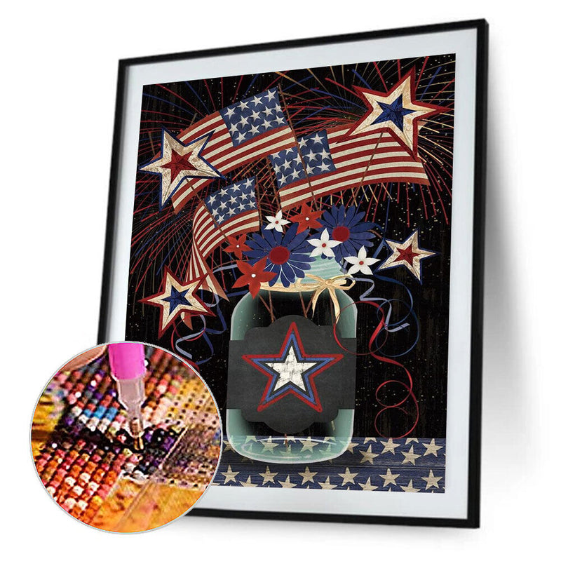 5D Diamond Painting Independence Day Full Round Drill Rhinestone DIY Wall Arts