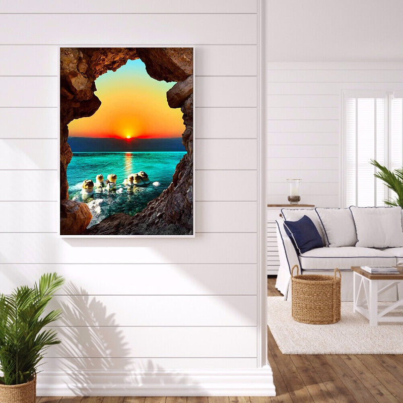 DIY Kit 5D Diamond Painting Sunset by The Sea Full Round Drill Drawing Ornaments