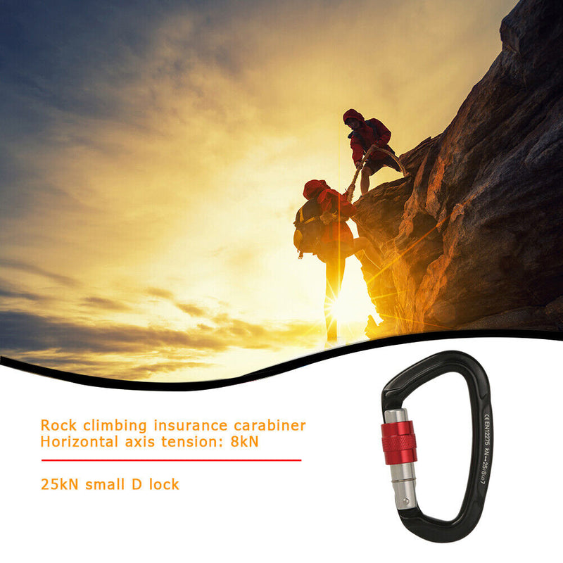 Aluminum Carabiner Outdoor Camping Climbing Hammock Lock Buckle (Black) Newly