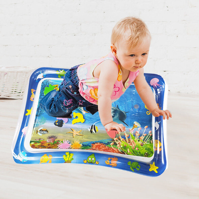 Inflatable Baby Pat Mat Fun Early Education Water Play Mat (Square Ocean) Newly