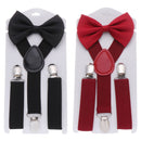 Set Solid Color Elastic Braces Kids Suspenders Cow Tie Belts Printed Bow Tie