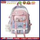 Japanese Harajuku Backpack School Students Hit Color Mochila with Pendant Badge