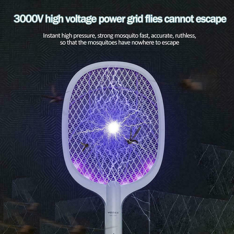 Mosquito Swatter Electric Flies Insect Killer Bug Zapper Racket B1K9