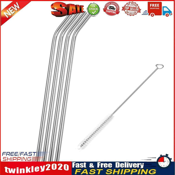 Reusable Drinking Straws Cleaner Brush Set Stainless Steel Metal Straws(1) Newly