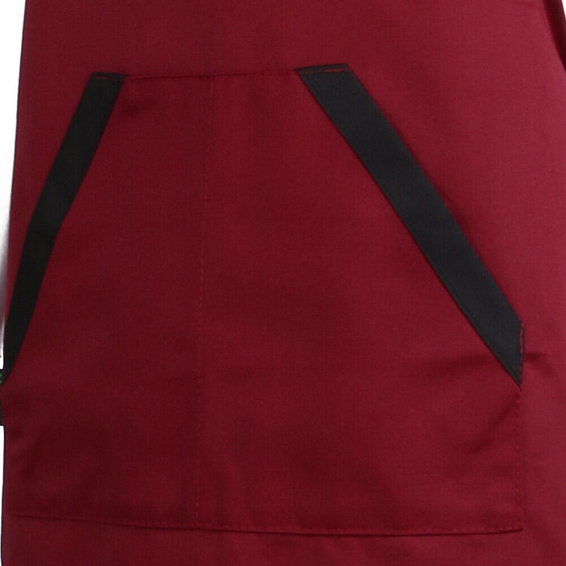 Unisex Halterneck Apron with 2 Pockets Chef Waiter Kitchen Cook Red Tool