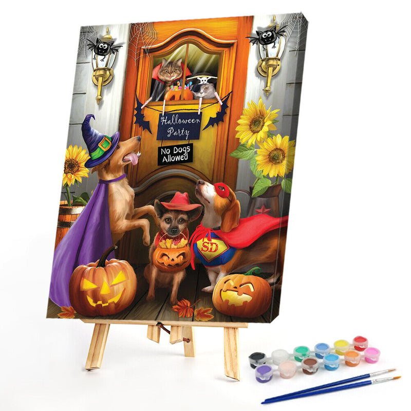 Halloween Golden Retriever Dog Cat Oil Paint By Numbers Kit 40x50cm (B1593)