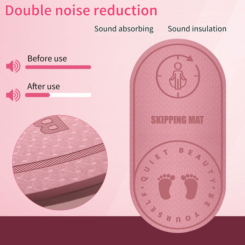 Jump Rope Mat Knees Protection Exercise Pad Mute (Pink 126x59x8cm) Newly