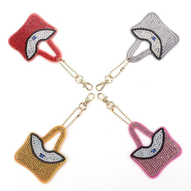 4pcs DIY Full Drill Special Shaped Diamond Painting Keychain Women Pendant Newly