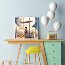 DIY Diamond Painting Kits Girl Pushing Luggage Full Round Drill Picture Art