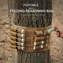 9pcs Camping Small Spice Bottles Set with Storage Bag Glass Jars (Khaki) Newly