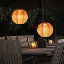 10 inch LED Round Solar Lantern Waterproof Hanging Decor (Red Flower B) Newly