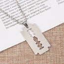 Punk Hip Hop Street Stainless Steel Dogtag Necklace Pendant Razor Blade Shaped