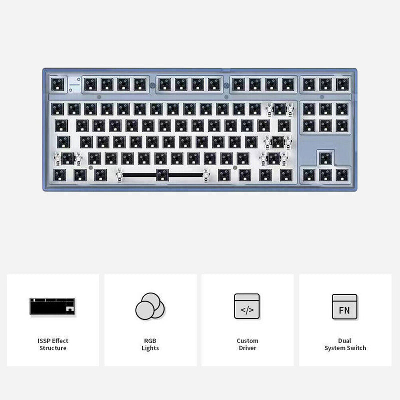 RGB Mechanical Keyboard for Flesports MK870 Smooth Kit (Transparent Blue)