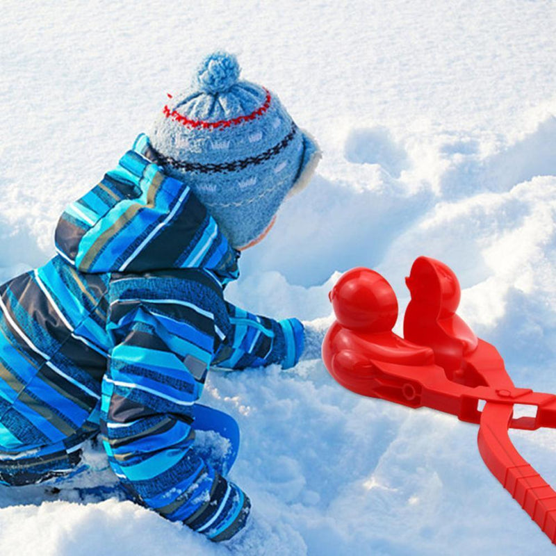 Snowball Maker Tool Duck Shape Snow Ball Tongs Clip with Handle (Red)