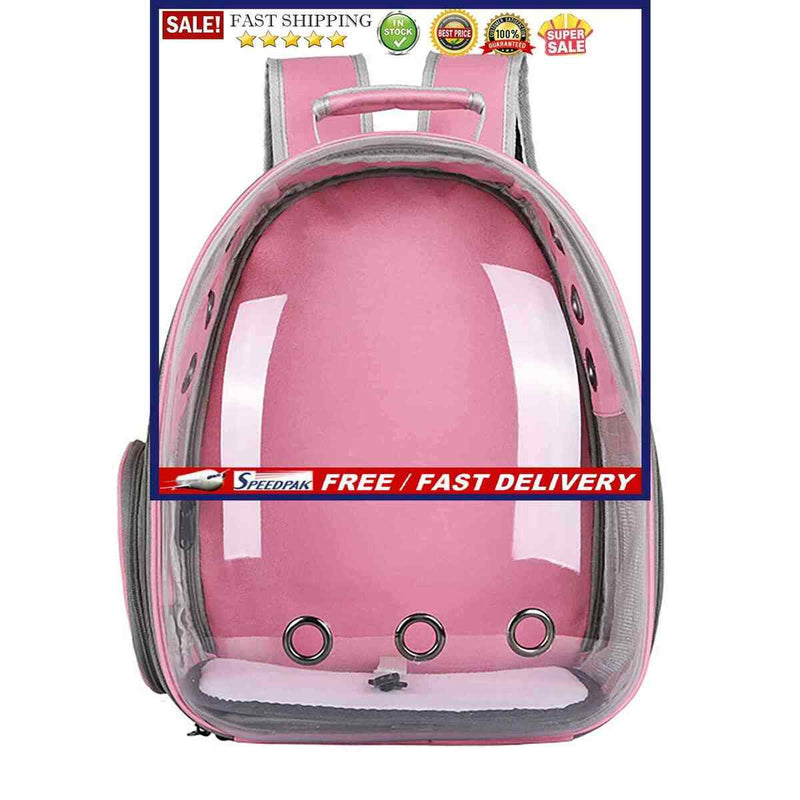 Pet Travel Carrier Transparent Space Capsule Cat Bubble Backpack (Pink)